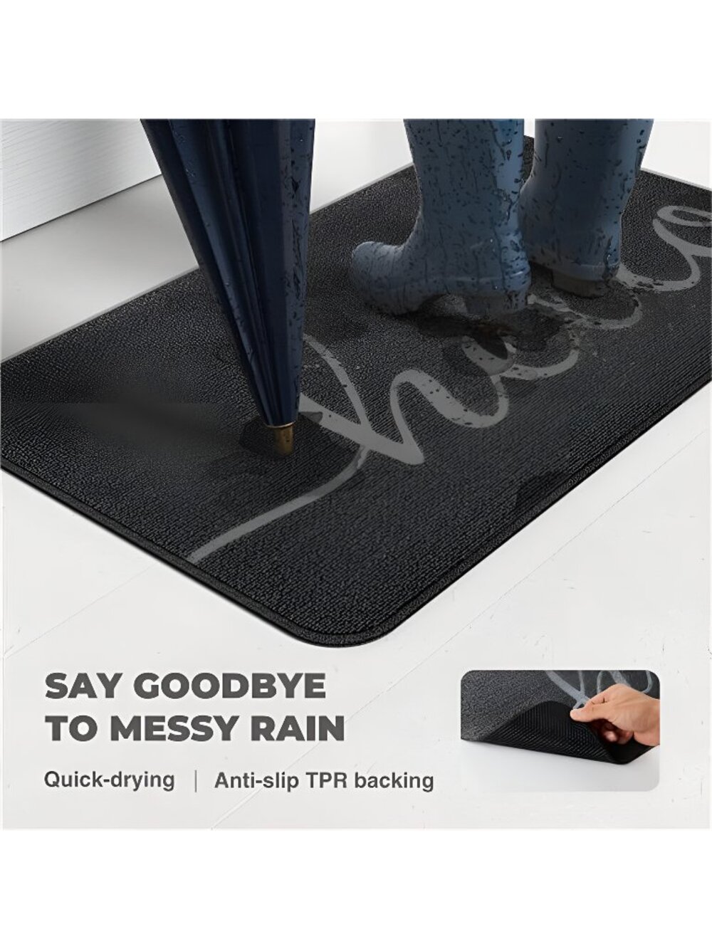 Front Door Mat, Non-Slip Entryway Rug, Resist Dirt Hello Welcome Mat (17X30'')